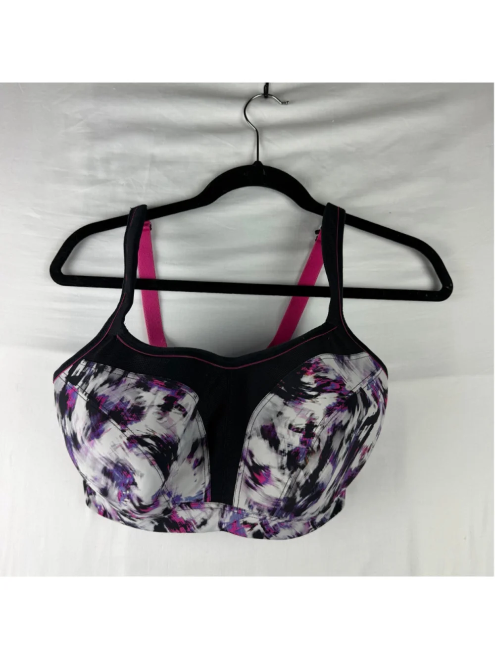 Panache Sport Underwire Sports Bra 32G Abstract Purple Wide Strap Fitness Active